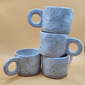 Minimalist MCM Wavy Shaped Ceramic Coffee/Tea Mug Set of 4